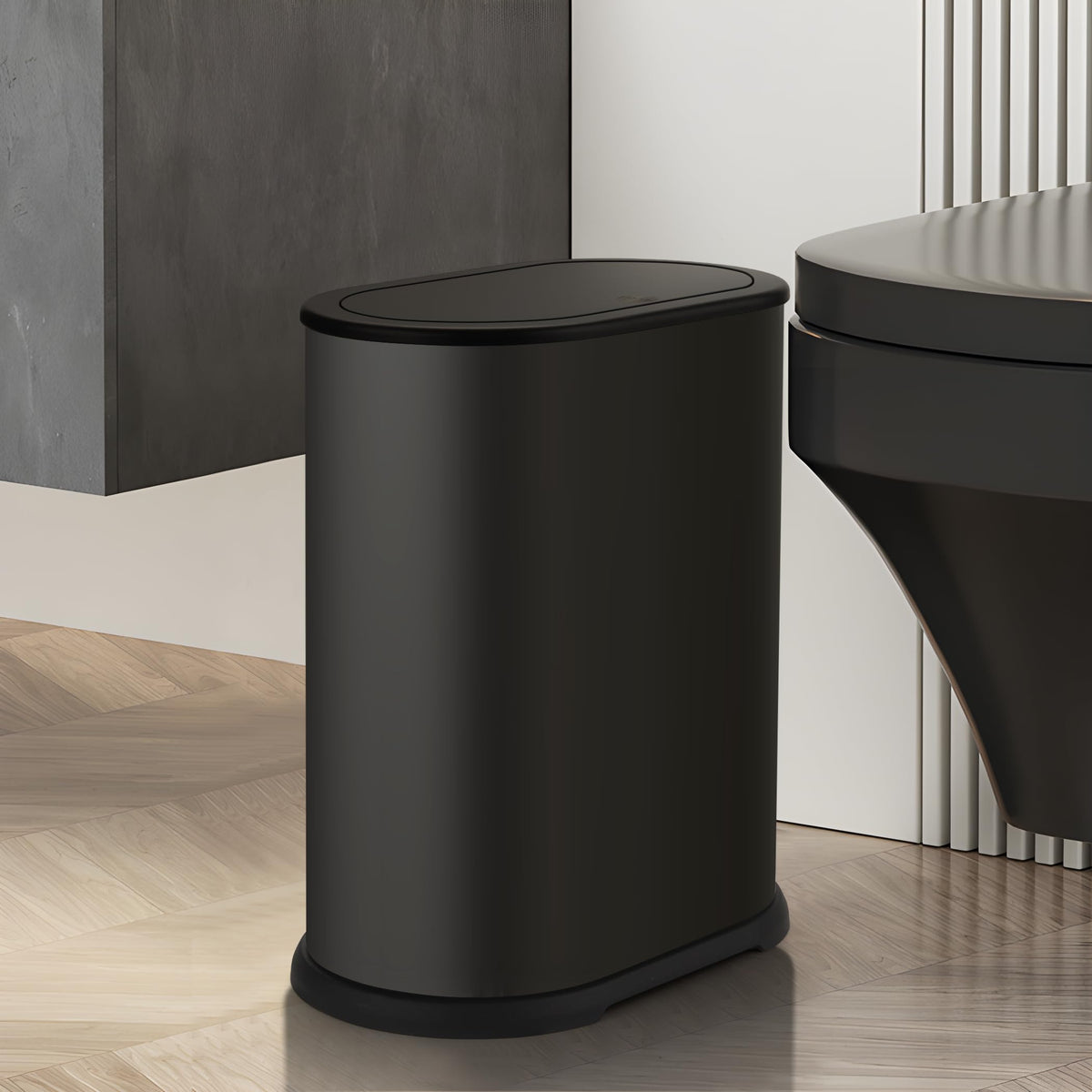 Anzoymx stainless steel trash can with pop-up lid for easy waste disposal