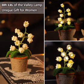 ANZRLE Lily of the Valley lamp on a desk provides warm, relaxing ambient light.