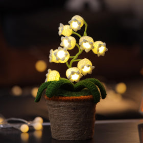ANZRLE Lily of the Valley lamp with crochet flowers, soft ambient light for cozy rooms.