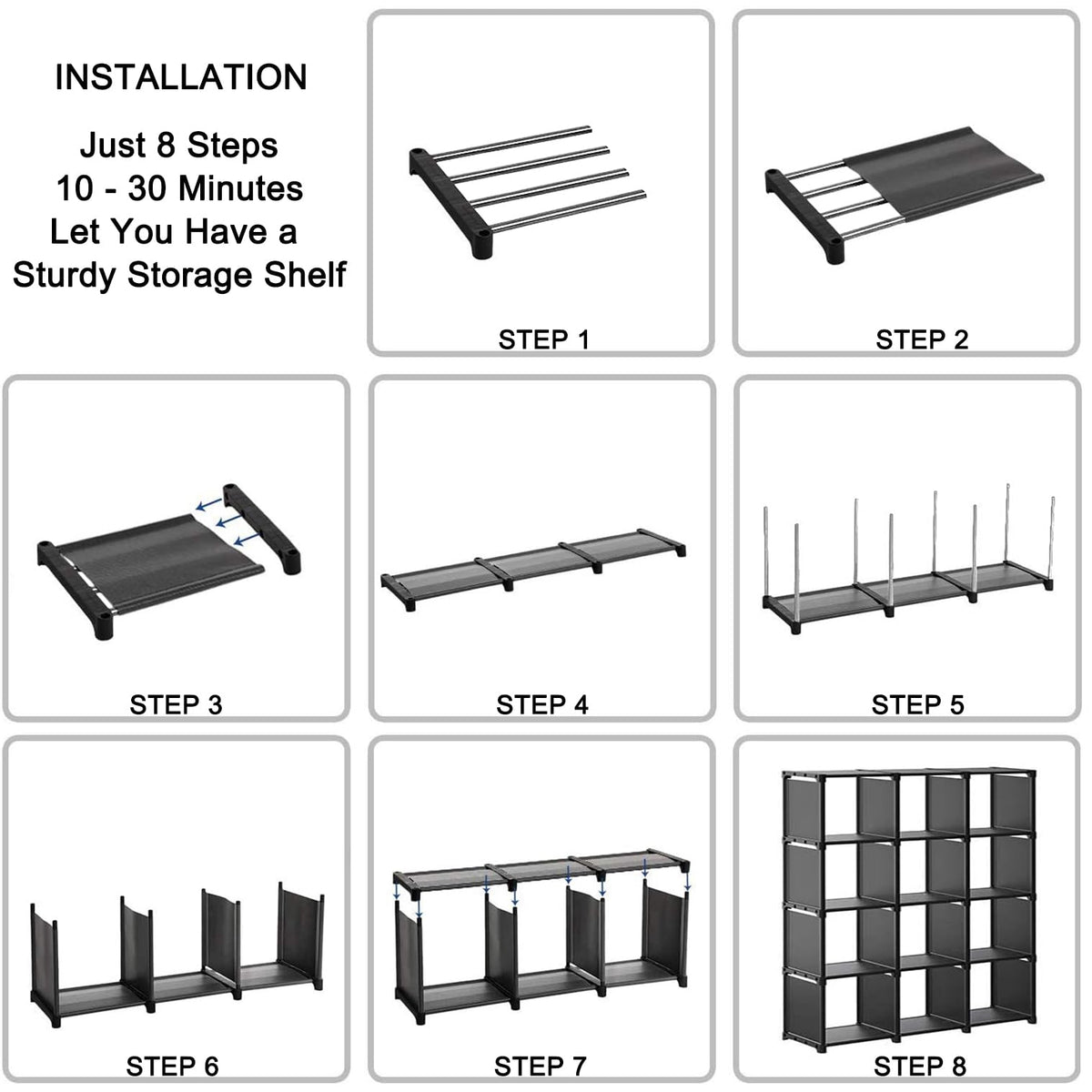 Aocoray cube shelf durability with steel tubes and ABS connectors.