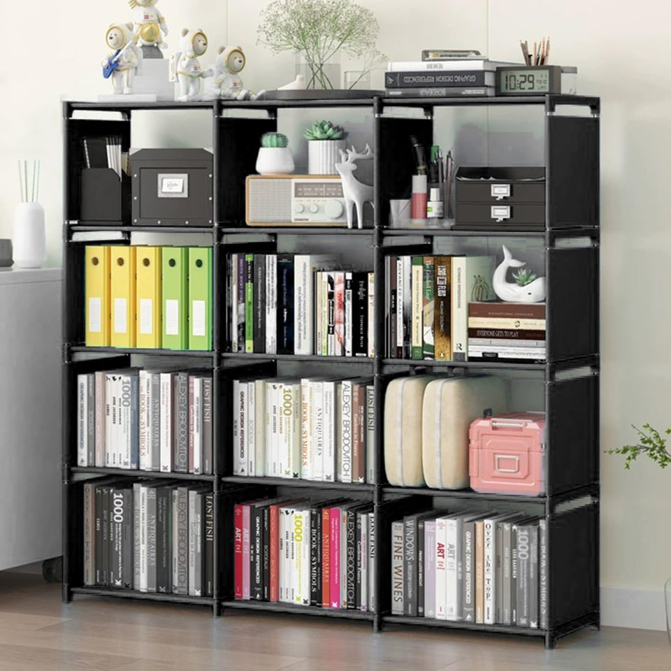 Aocoray 12-cube storage organizer front view shows roomy compartments for easy access.