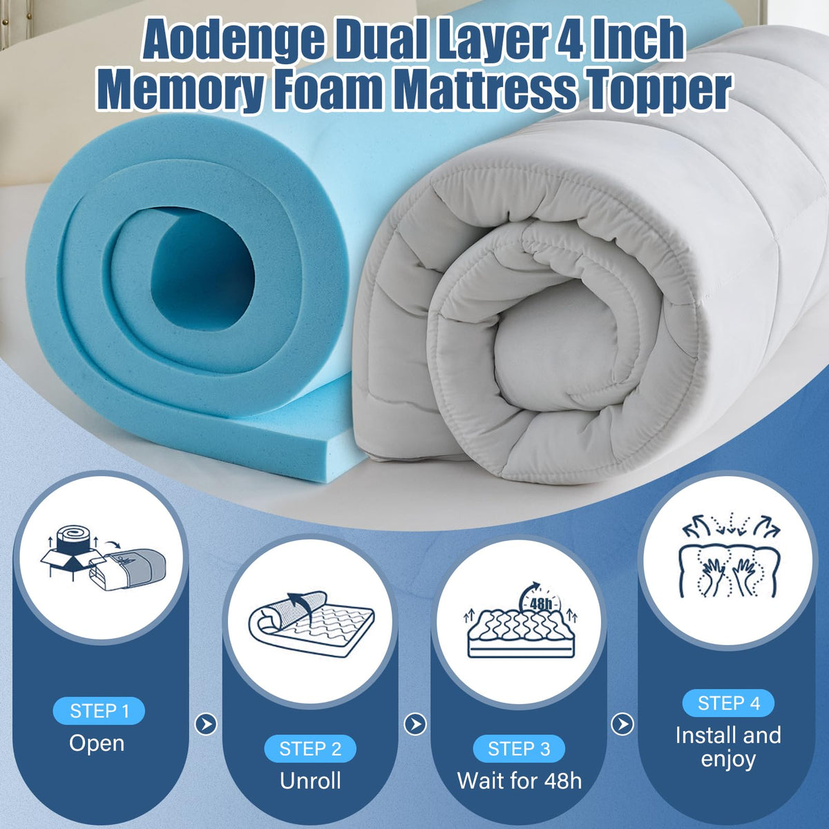 Aodenge cooling gel memory foam layer keeps you cool for comfortable sleep.