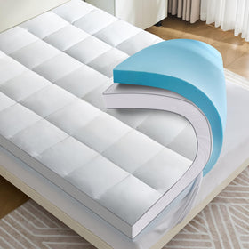 Aodenge dual-layer topper on bed delivering balanced support and cloud-like softness.
