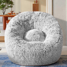 Aodenge plush faux fur bean bag chair front view for ultra-soft lounging at home.