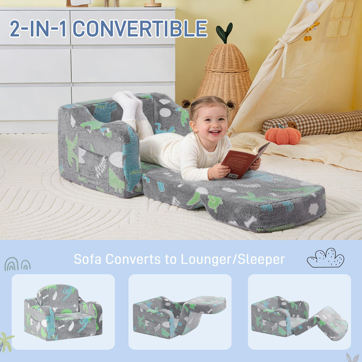 Aodisman 2-in-1 toddler chair for sitting and lounging comfort.