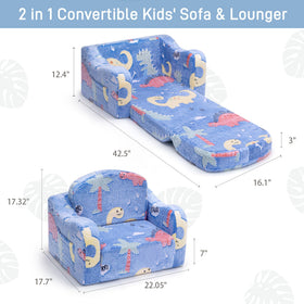 Aodisman two-in-one toddler chair folded-out sofa in use during play.