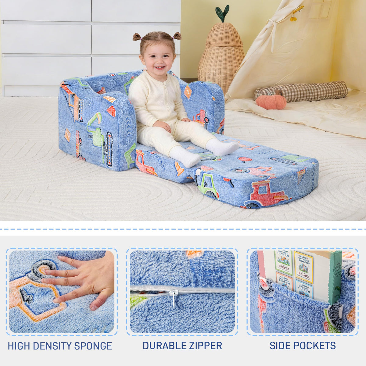Aodisman Toddler Chair shown as a relaxing recliner for reading
