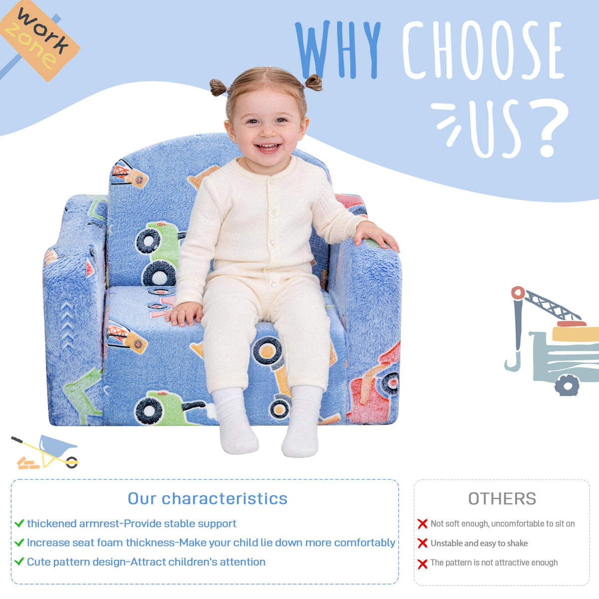 Aodisman Thick Comfy Toddler Chair ships vacuum-packed and expands