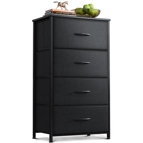 AODK dresser with four drawers and a steel frame, keeps bedroom essentials neatly organized.