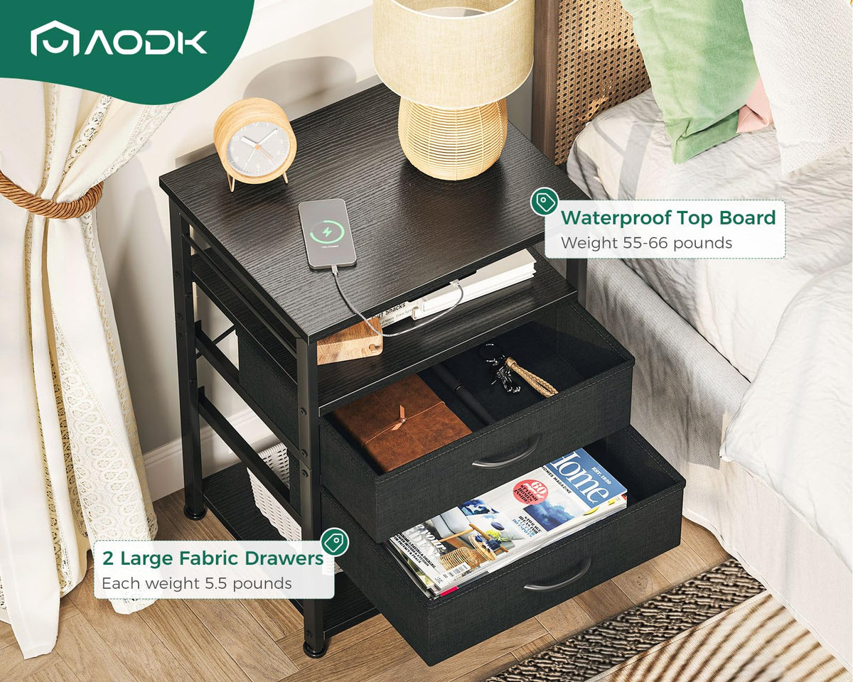 AODK nightstand soft ambient LED lighting creating a cozy bedtime atmosphere.