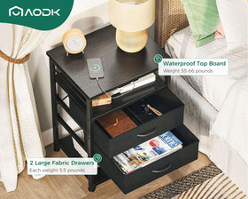 AODK nightstand soft ambient LED lighting creating a cozy bedtime atmosphere.