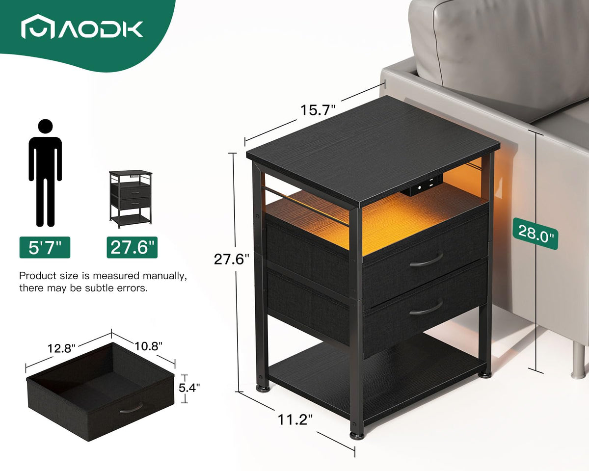 AODK nightstand open shelves show accessible daily essentials within reach.