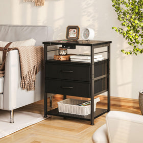 AODK nightstand sturdy engineered wood construction emphasizes stability in bedrooms.