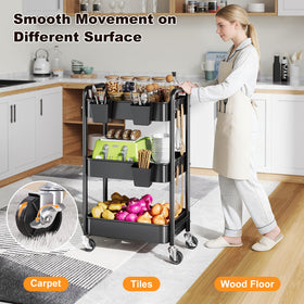 Aofure cart with 360-degree wheels glides smoothly and supports easy repositioning.