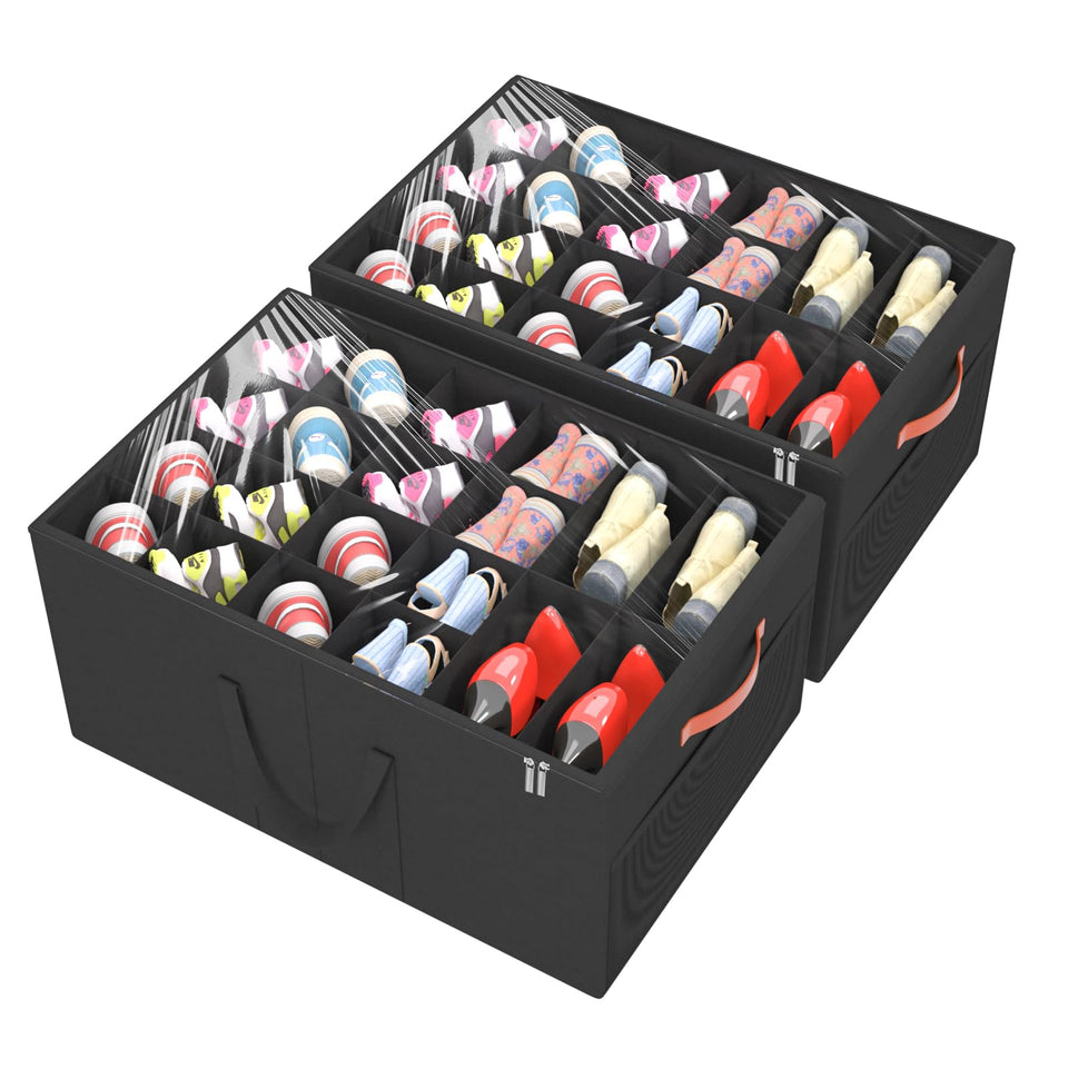 Aokeyee 2-pack shoe organizer for closet with space-saving design.
