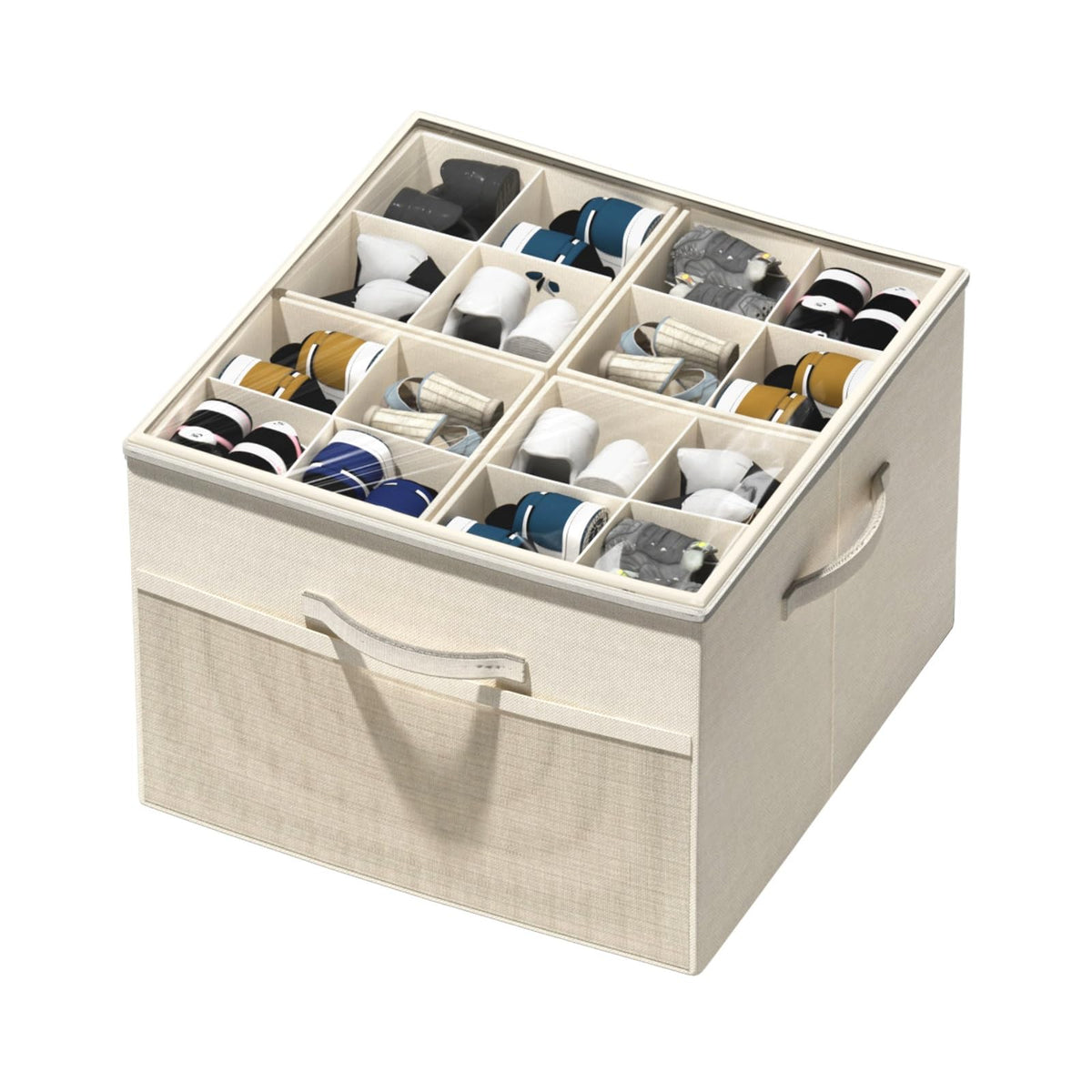 Aokeyee foldable shoe organizer saves closet space with vertical storage.