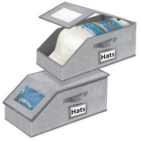 Aokeyee hat organizer with clear window lid displays caps for quick selection