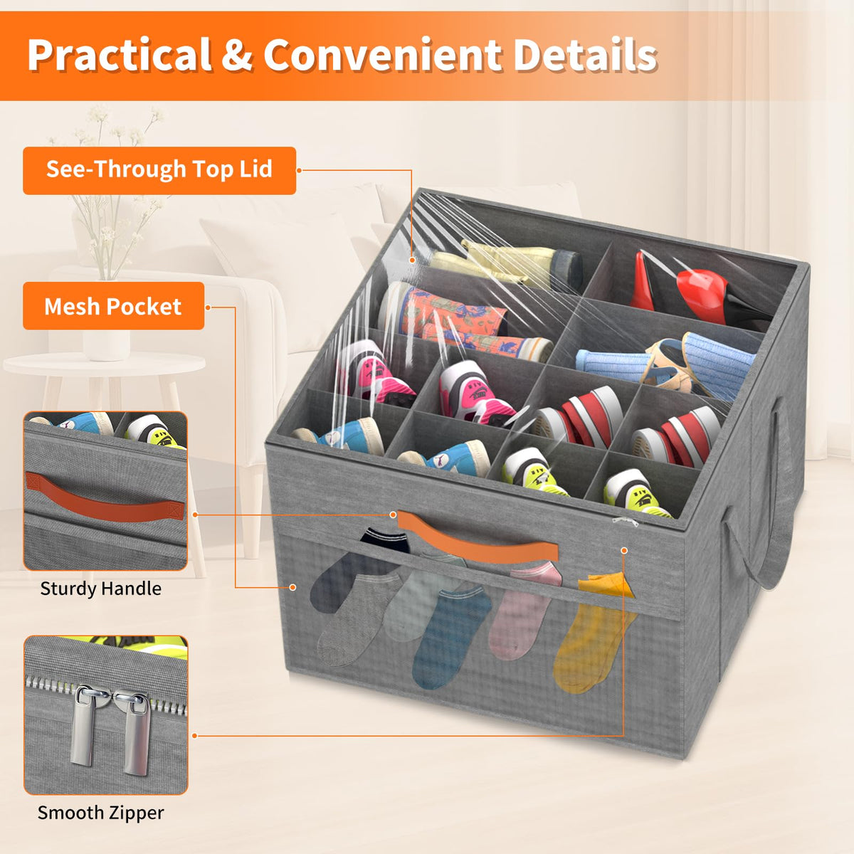 Holds up to 16 pairs of shoes in a compact grid