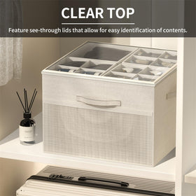 Aokeyee shoe organizer clear cover lets you identify contents quickly.