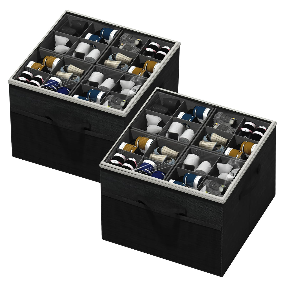 Aokeyee shoe organizer in closet folds neatly for space-saving storage