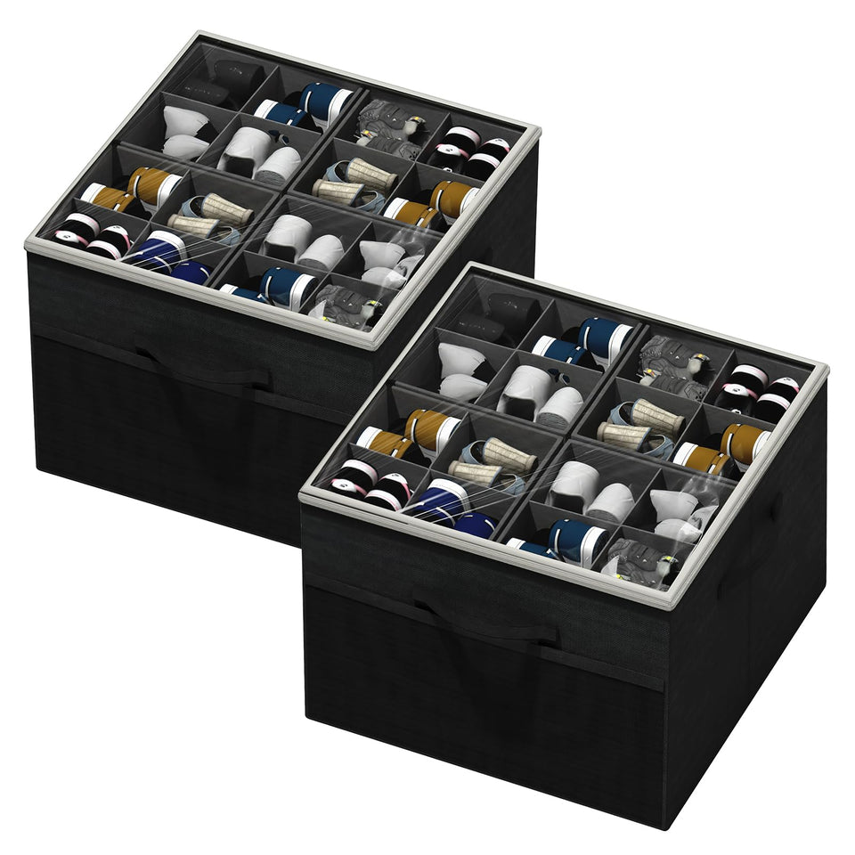 Aokeyee shoe organizer in closet folds neatly for space-saving storage