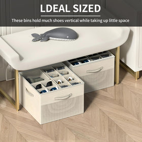 Aokeyee shoe organizer sturdy fabric and zipper for long lasting use.