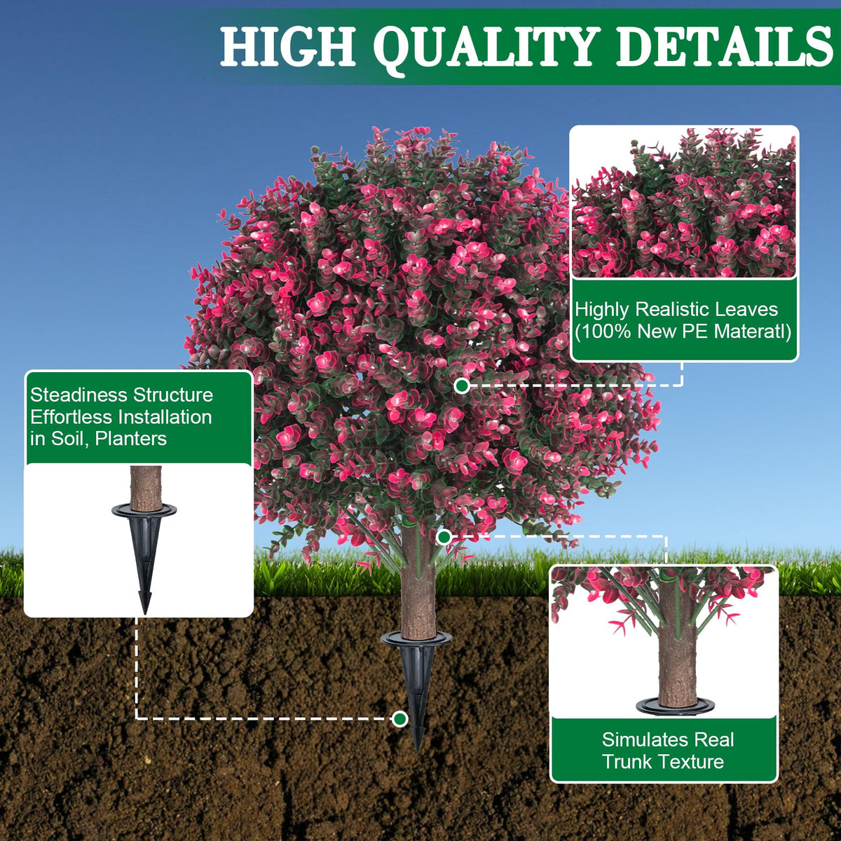 AOKIIE UV-resistant outdoor topiary stays vibrant in sun and rain.