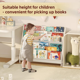 Aokitsink 4-Tier Kids Bookshelf iron frame provides sturdy, wobble-free support
