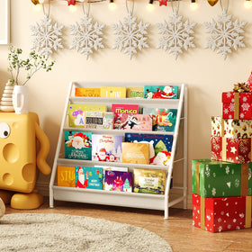 Kids reach books easily at 28.34 inches on the Aokitsink shelf