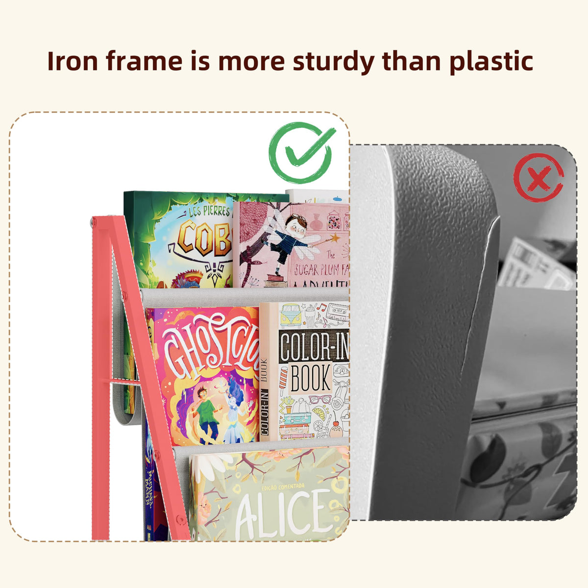 Sturdy iron-frame construction supports daily use