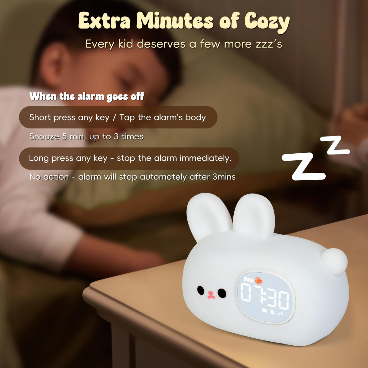 Aokpsrt Bunny Alarm Clock kid-friendly tabletop lamp design for bedside appeal.