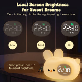 Aokpsrt Bunny Alarm Clock ok-to-wake feature supports a gentle morning routine.