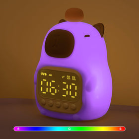 Aokpsrt capybara alarm clock with night light for kids' bedtime.
