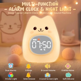 Aokpsrt Kids Alarm Clock showing color signals to cue bedtime and wake times.