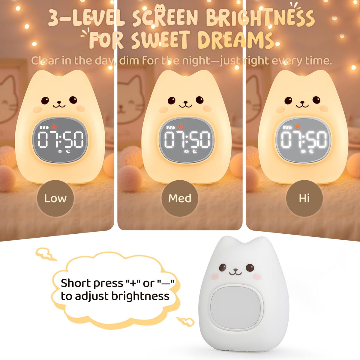 Aokpsrt Easy snooze and adjustable brightness simplify nighttime use.