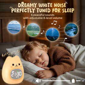 Aokpsrt Six soothing white noise options to mask outside disturbances.