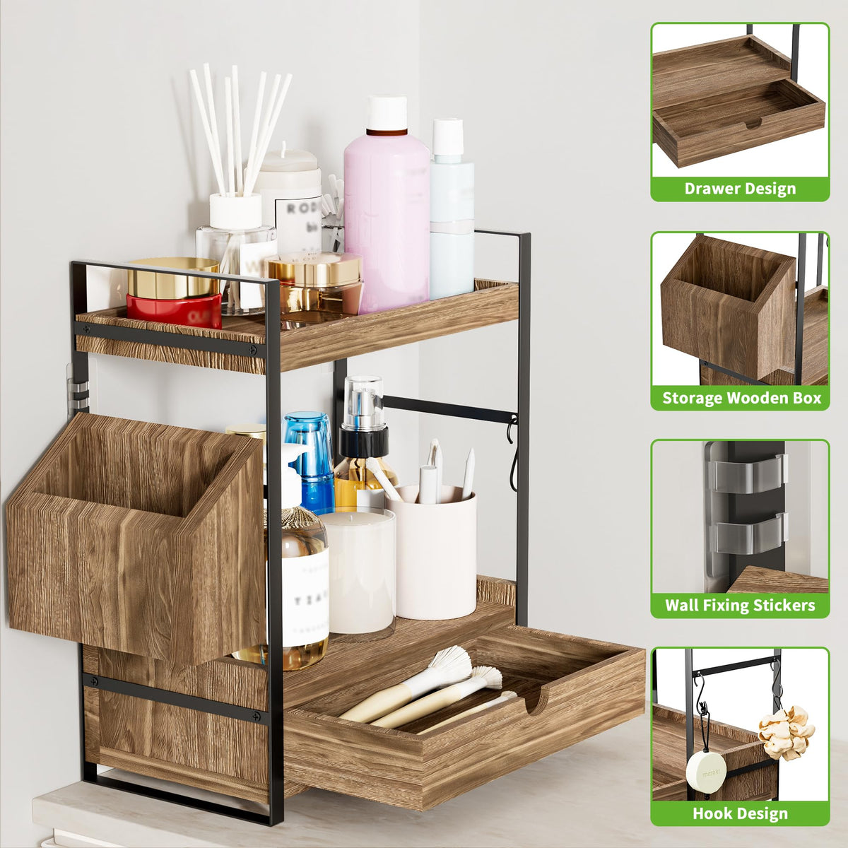 Aollewoiti bathroom storage shelf in open design provides quick item access.