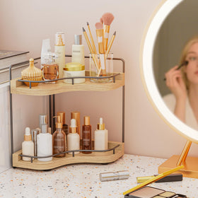 Aollewoiti corner vanity shelf wood design for tidy countertops