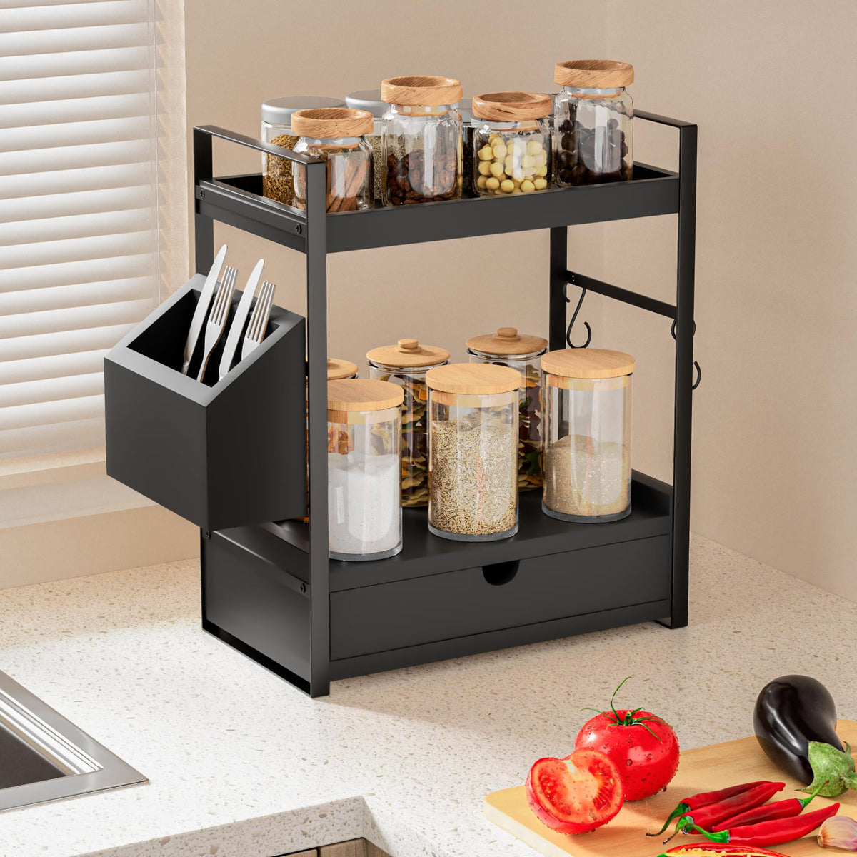 Aollewoiti slim wooden shelf blends with any bathroom decor