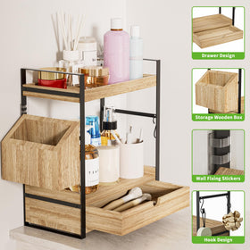 Aollewoiti vanity organizer displaying cosmetics and serums neatly.