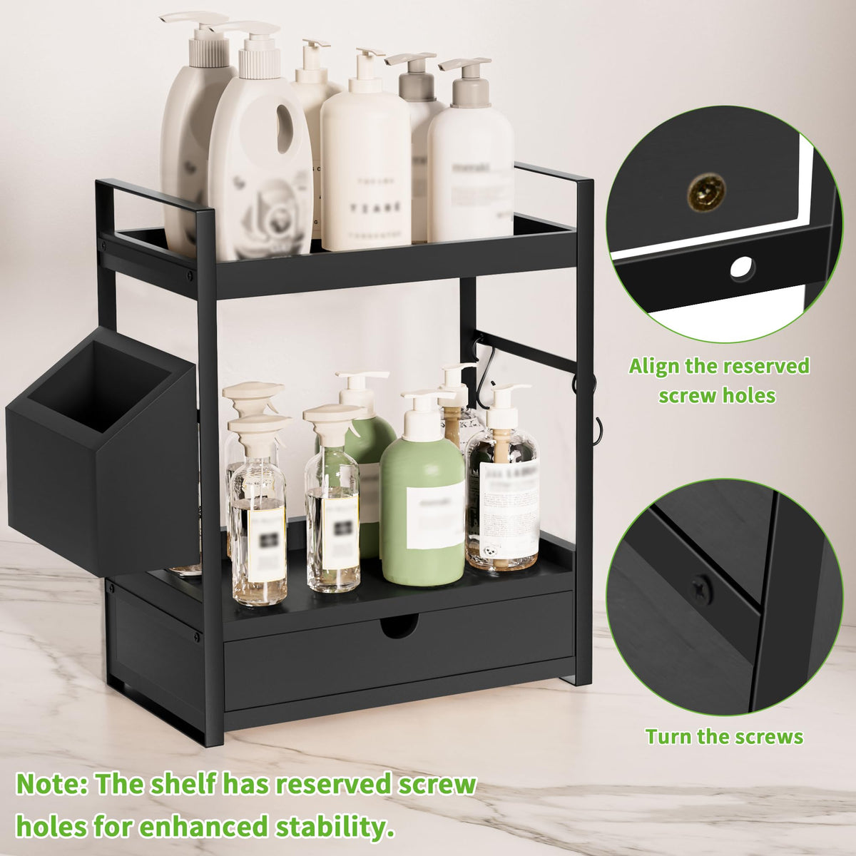 Aollewoiti vanity organizer with drawer and side boxes for small items