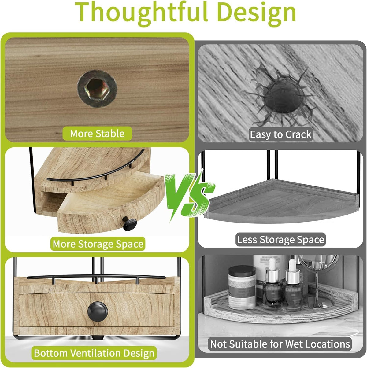 Aollewoiti versatile storage adapts to vanity, kitchen, or coffee bar setups.