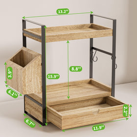 Aollewoiti wood countertop storage shelf with open design for easy daily item access.