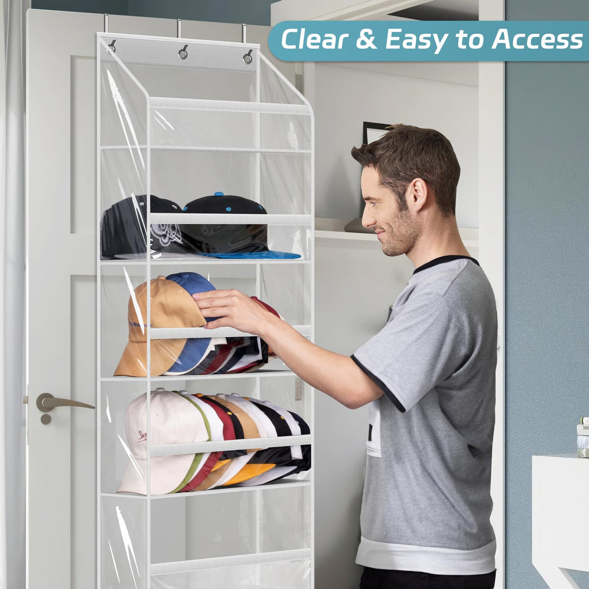 AOODA 9.1-inch layer height accommodates most snapbacks for organized storage.