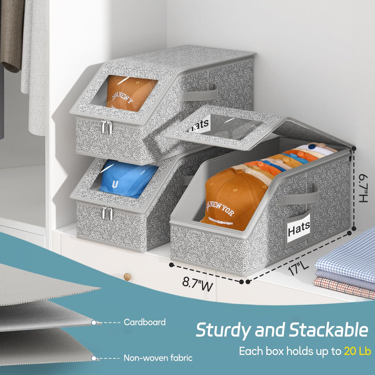 AOODA hat storage clear PVC front for quick visibility of hats