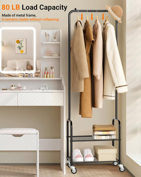 AOODA rack with casters, smooth rolling and easy repositioning