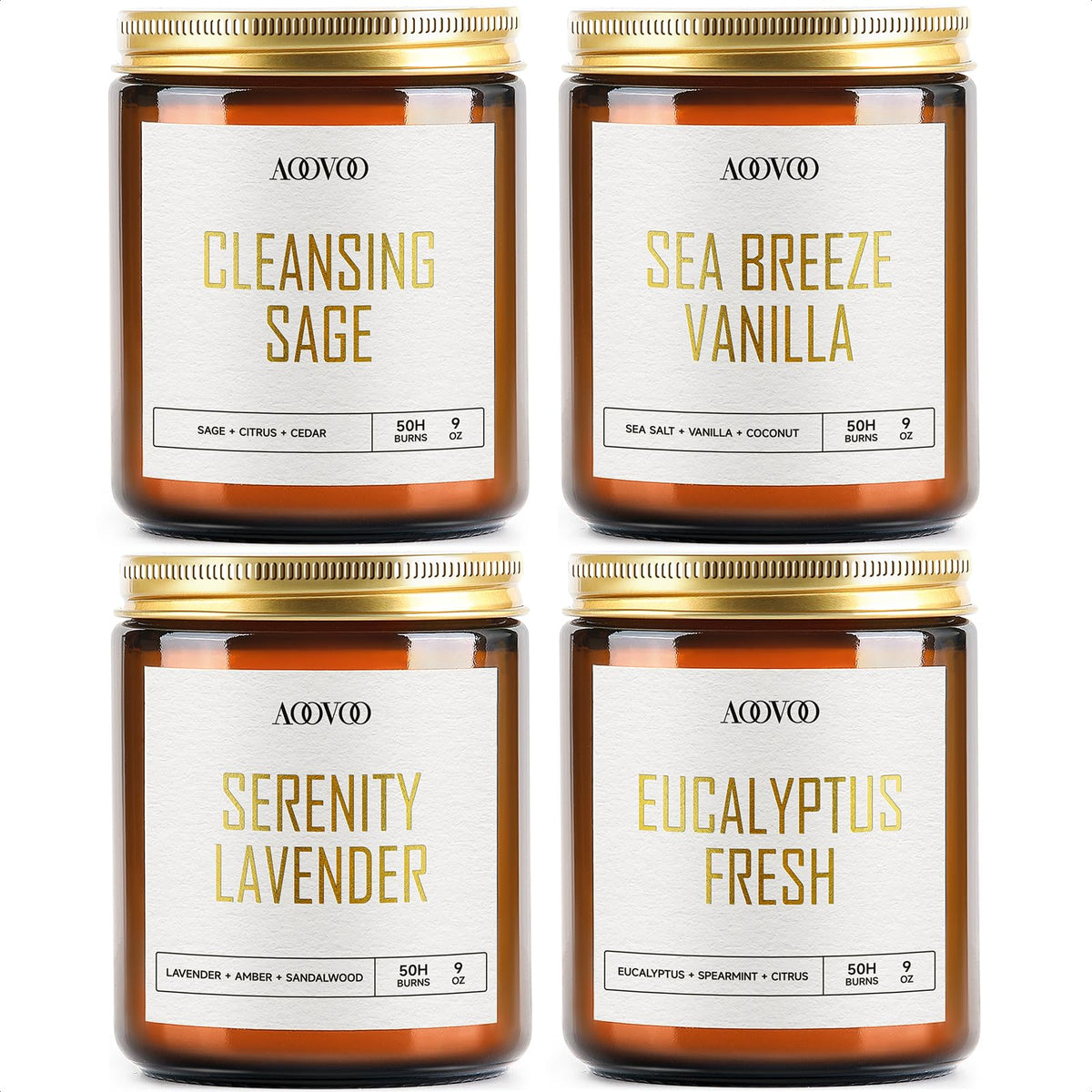 AOOVOO 4pc scented candle set in a gift box for elegant home fragrance