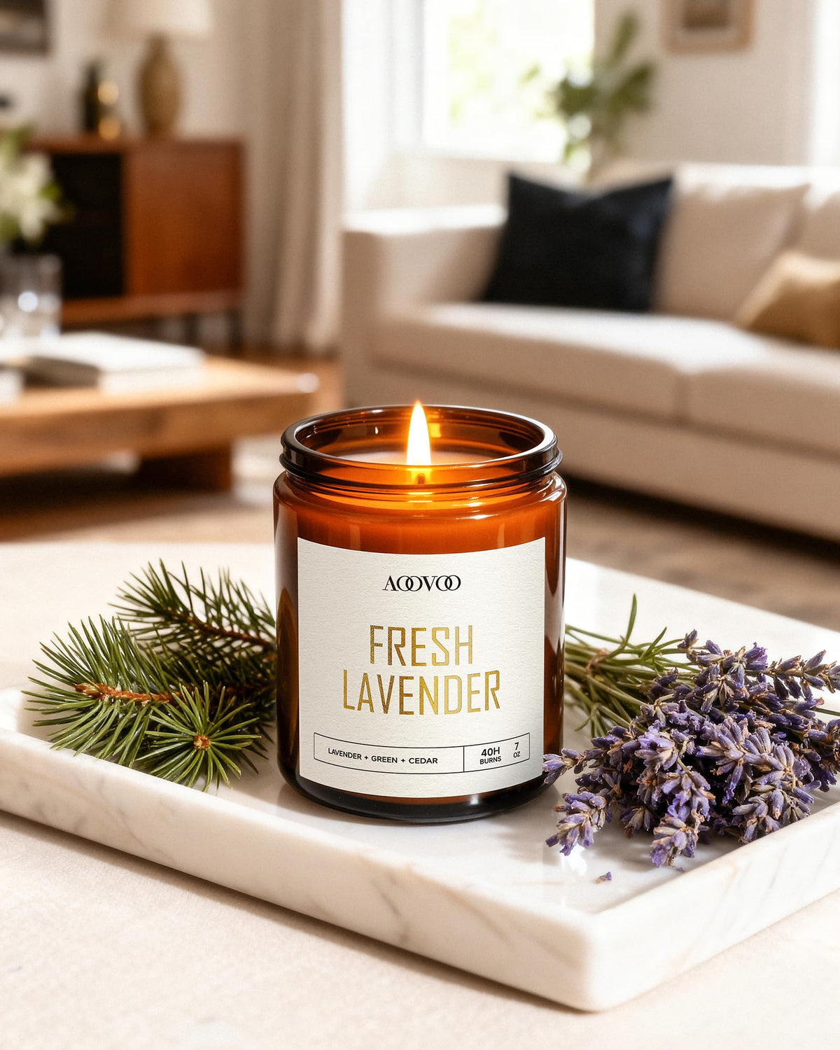 AOOVOO Cleansing Sage candle jar with purifying scent for focus
