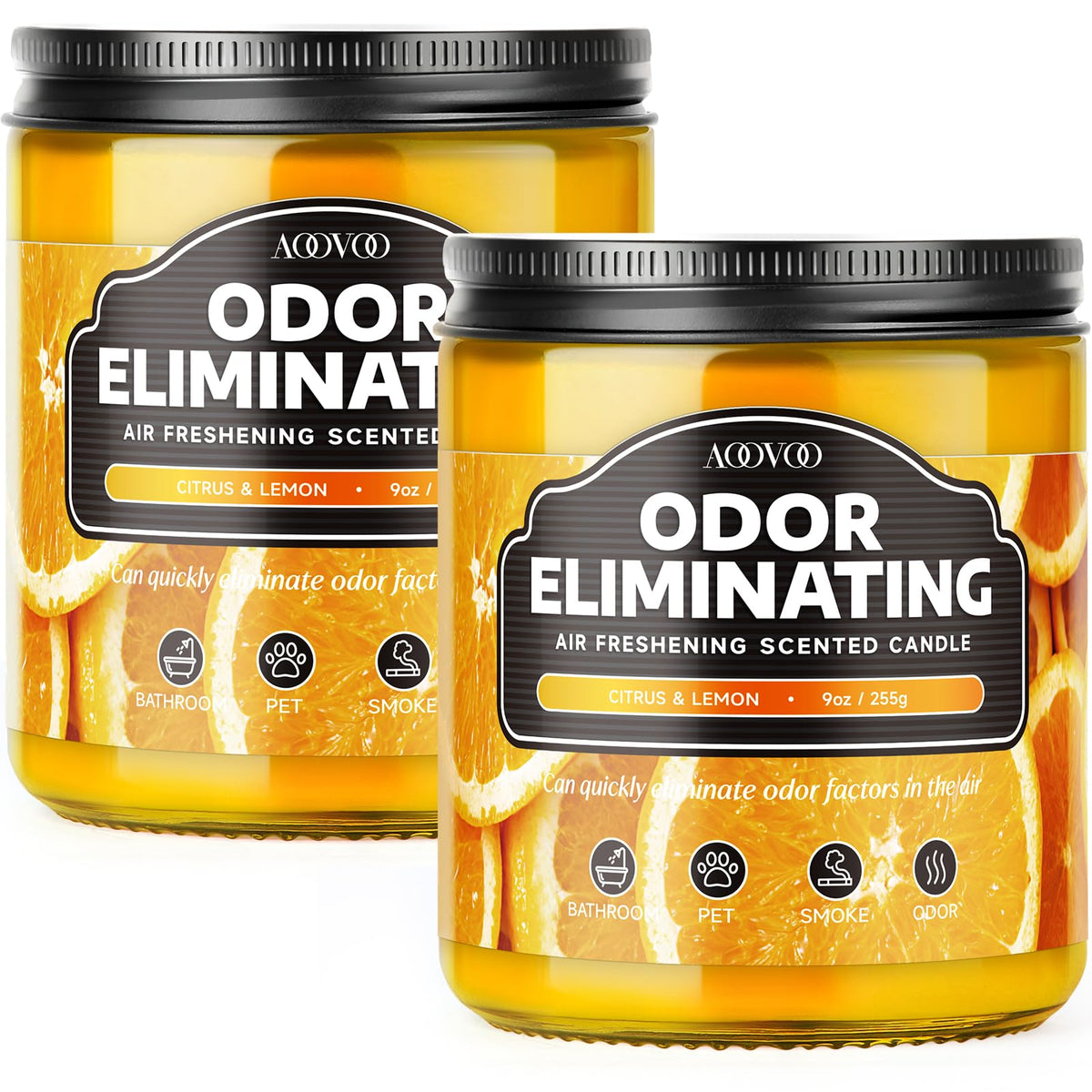 AOOVOO Citrus & Lemon 2 Pack front view showcases fresh packaging for quick room refresh.