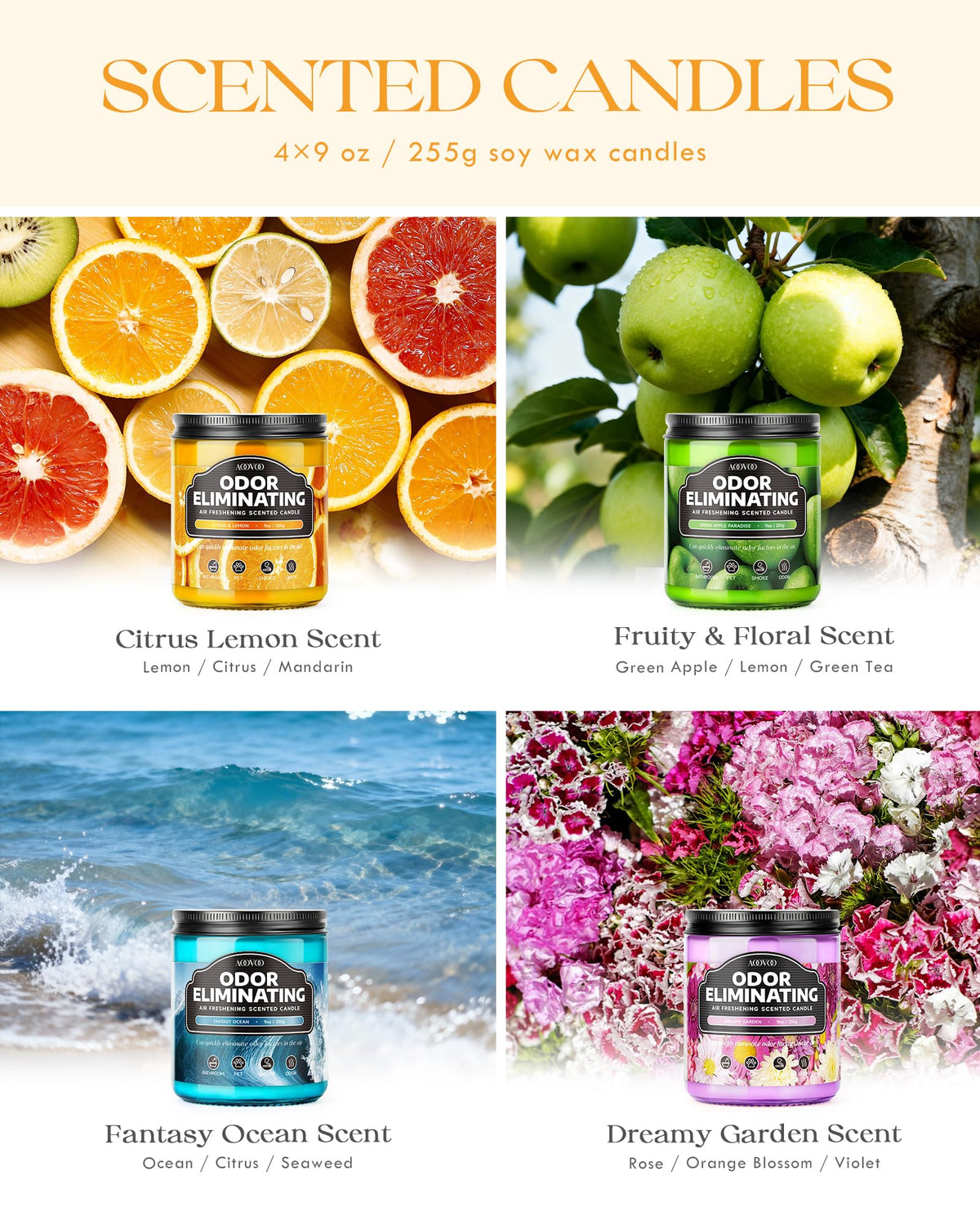 AOOVOO citrus lemon-scent candle brightening the kitchen area.